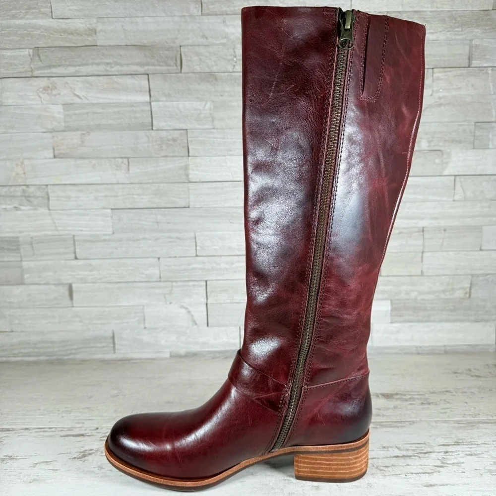 Kork-Ease Women's Carli Knee High Burnished Leather Riding Boot 6.5M Burgundy